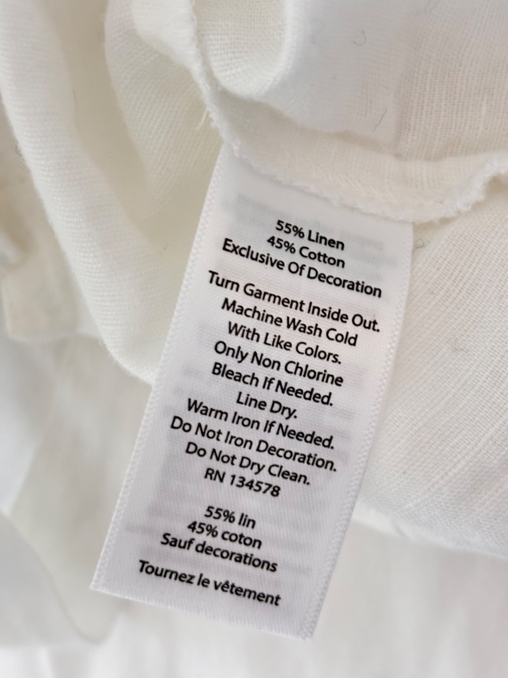 Vineyard Vines White Beaded Linen Tunic Top | Size M | Long Sleeve | White-on-Wh - Picture 7 of 8
